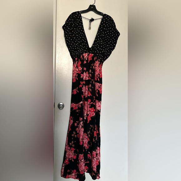 FREE PEOPLE JUNIPER MAXI DRESS FLORAL POLKA DOT - Picture 4 of 6